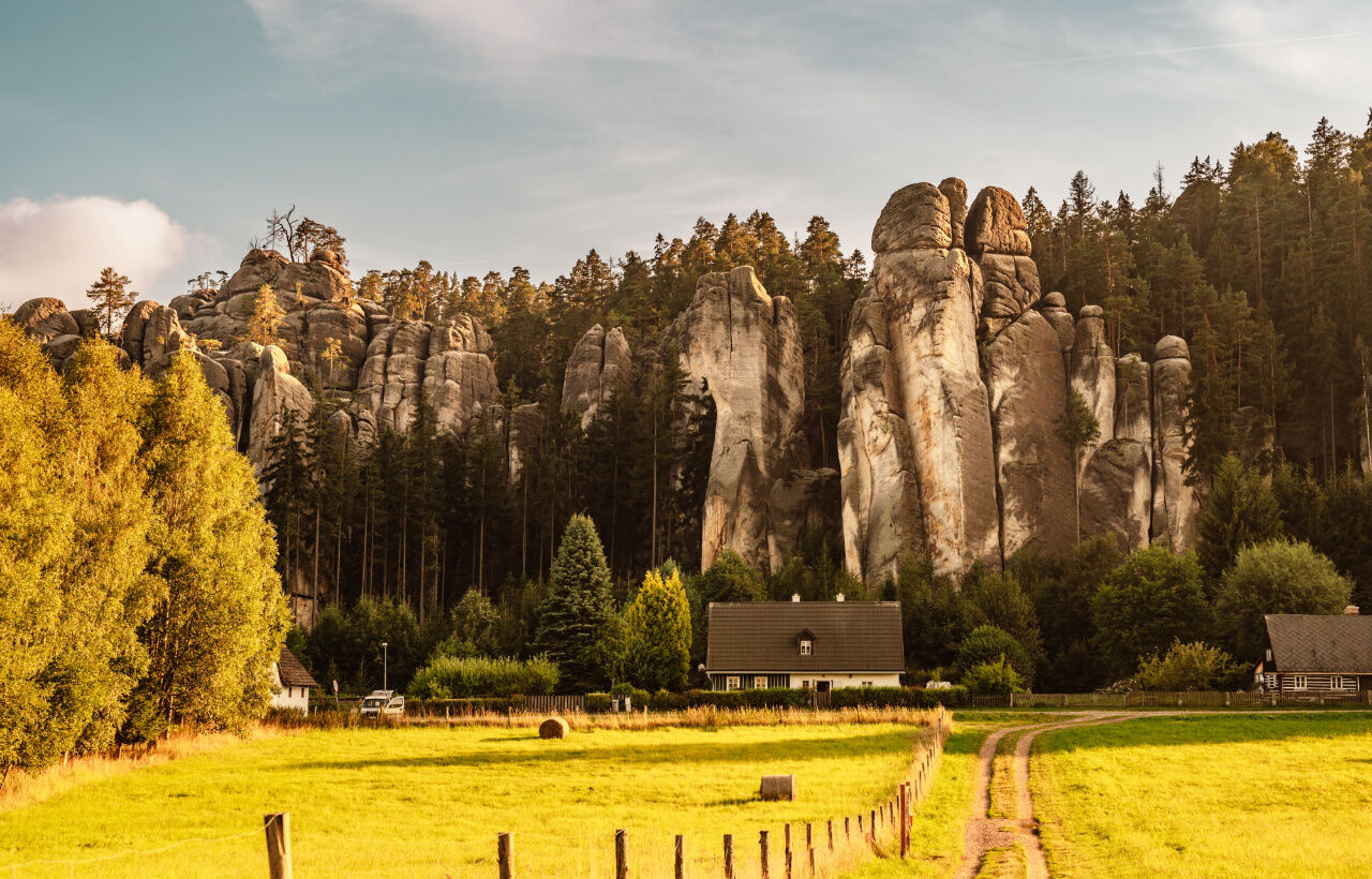 Car parks in Adršpach, the town of rocks